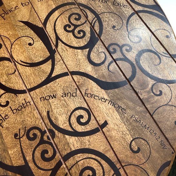 Mary & Martha solid wood round Lazy Susan. 23"circumference,Brown & Dark Brown. - Picture 5 of 7